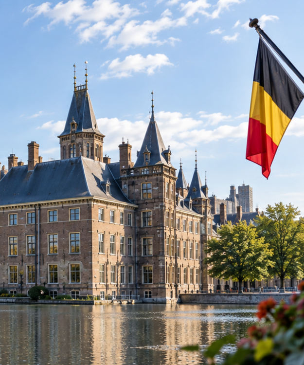 Het Binnenhof in Den Haag als symbool voor de Nederlandse context van Ubasti Belgium